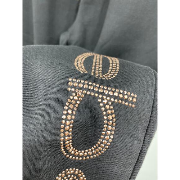 Bebe Womens Black Jogger Sweatpants Fleece Activewear Pants Rhinestones NEW 1X - Picture 7 of 11